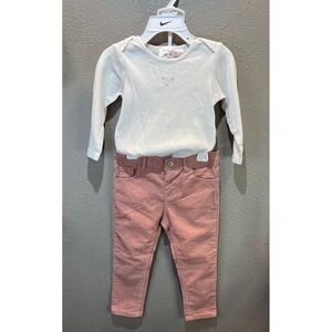 Zara 2/3T Corduroy Pink Mauve Pants and Zara Onesie Outfit